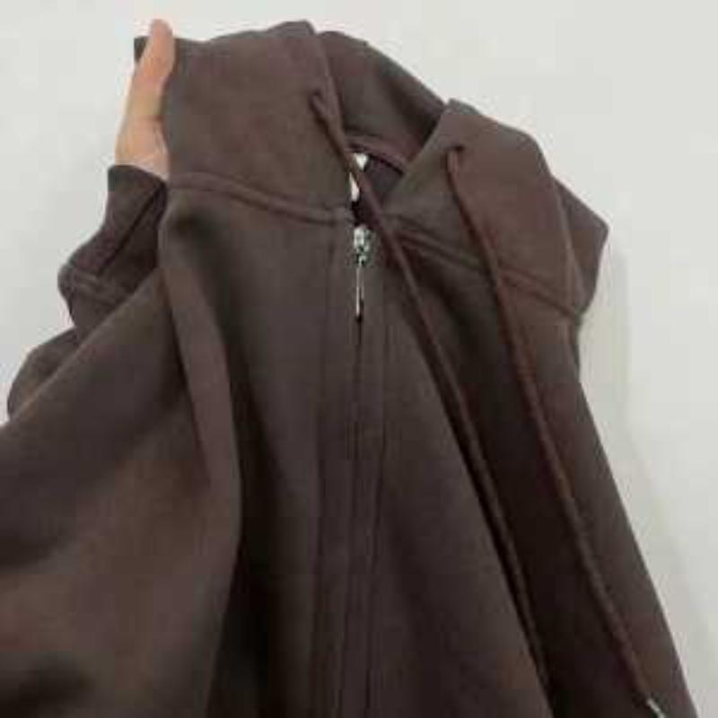 Coat and Sweatshirt for Women 2025 New Autumn Korean Lazy Style Loose Hooded Zipper Cardigan Top