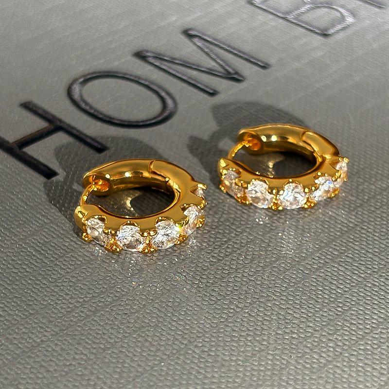 

Grandmother green a zircon gold small earrings women s light luxury niche high-end sense small exquisite personalized earrings earrings