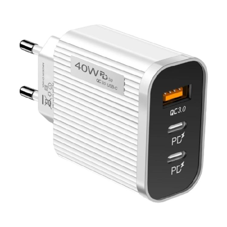 

Double PD & USB Port Rapid Charging Block for Phone Tablet EU Plug Type C USB Wall Charger Travel Plug Adapter білий