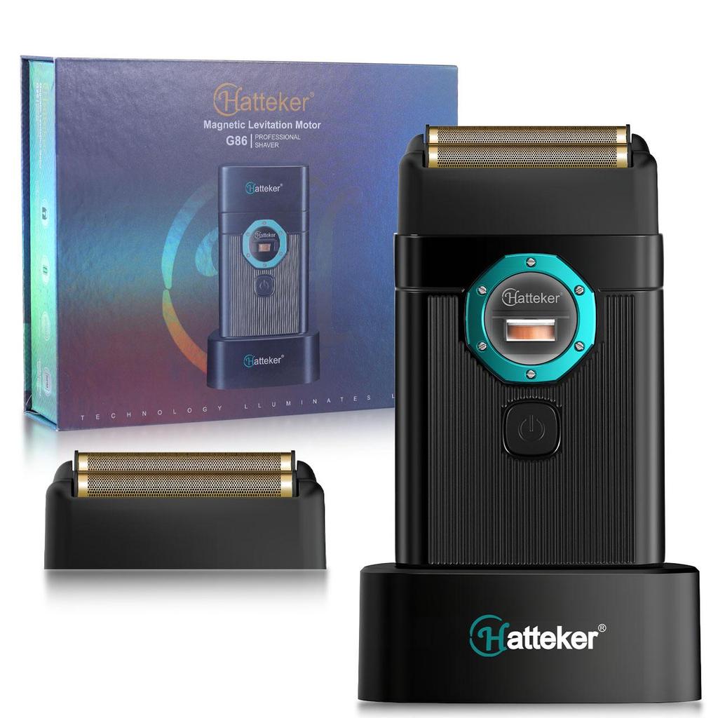 Hatteker Magnetic Levitation Motor Shaver Double Floating Blades with Base & USB Charging