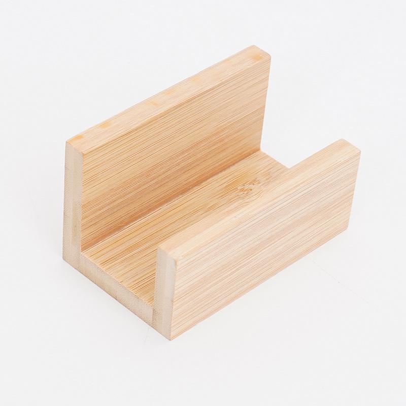 Universal Wooden Desktop Business Card Holder: Personalized, Creative, Multi-functional Display & Storage Rack.