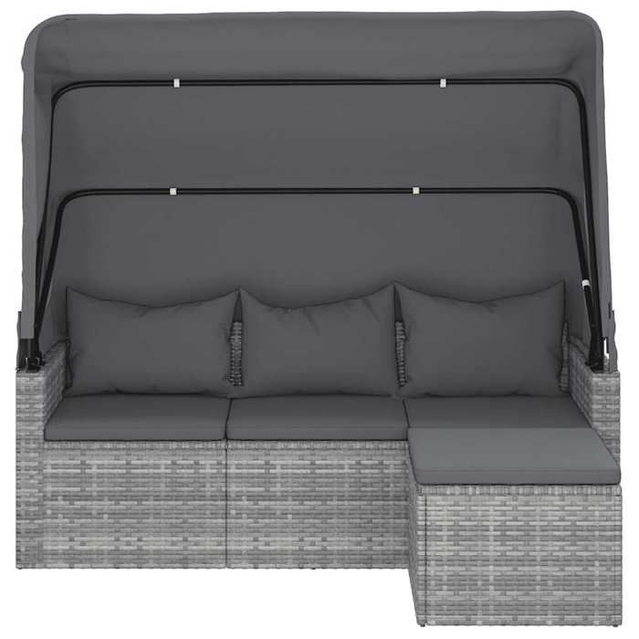 VidaXL 3-seater Garden Sofa with Roof and Footrest Grey 362335