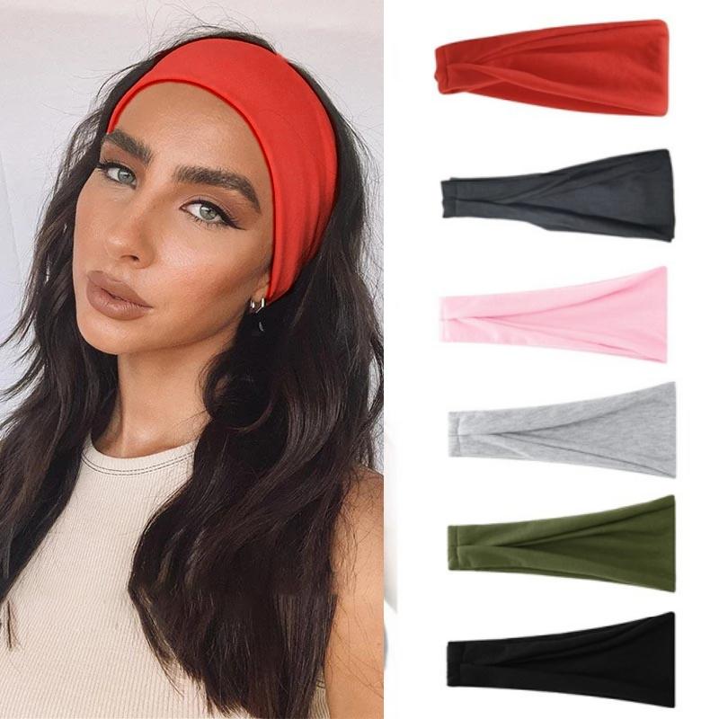 Women Headband Turban Solid Color Elastic Hair Bands Yoga Hairband Fashion Makeup Hair Hoop Vintag Headwrap Hair Accessories