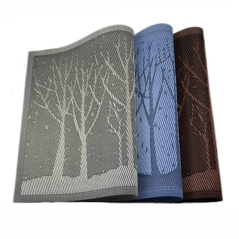 6Pcs/lot 3 Colors Blue Cartoon Dinner Placemats PVC Place Table Mats Forest Tree Tableware Dinnerware Lovely Kitchen Table Pads