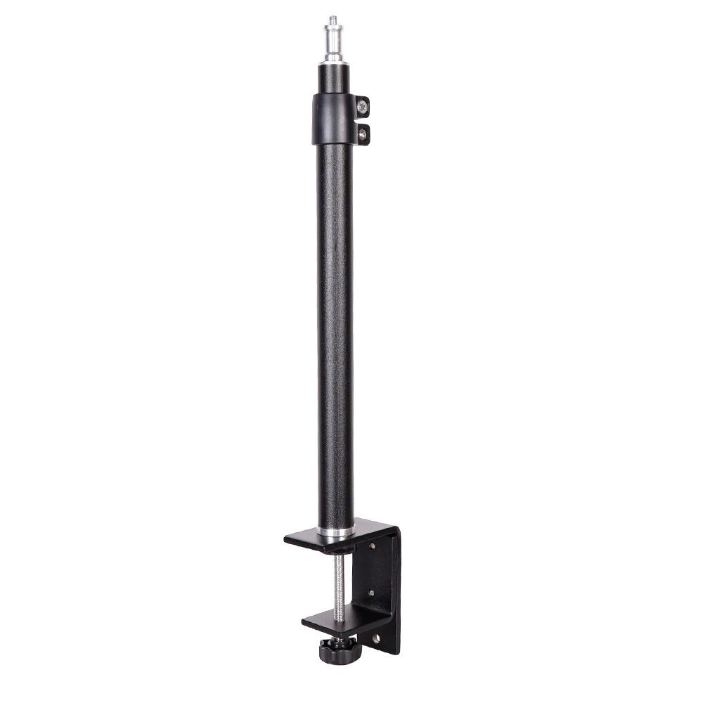 Telescopic Phone Stand with Strong Clamp for Live Broadcasts and Overhead Food Photography, Includes Fill Light