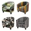 Stretch Club Chair Slipcover Spandex Barrel Chair Covers Printed Tub Living Room Armchair Covers Furniture Protector Sofa Cover