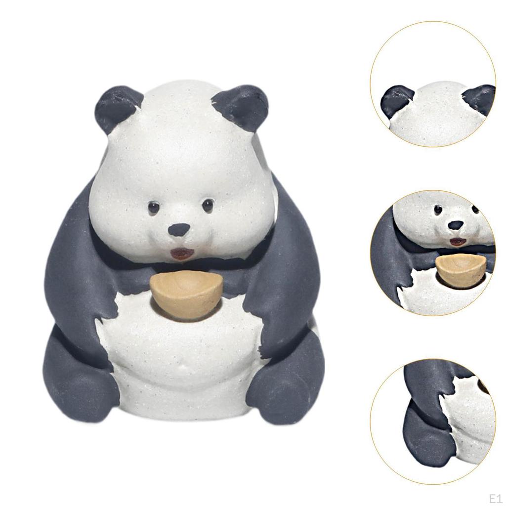 Tea Pet Panda Statue Miniature Bookshelf Desk Animal Figurine Trays Accessories for Table