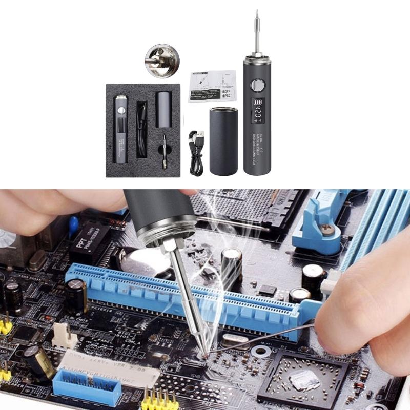 USB Soldering Iron Adjustable Temperature Rapid Heating Welding Tool for Home Repairs and Small Electronics Projects