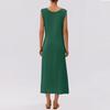 Women's Fashion Casual Summer Sexy Color Round Neck Sleeveless Navel Slit Dress