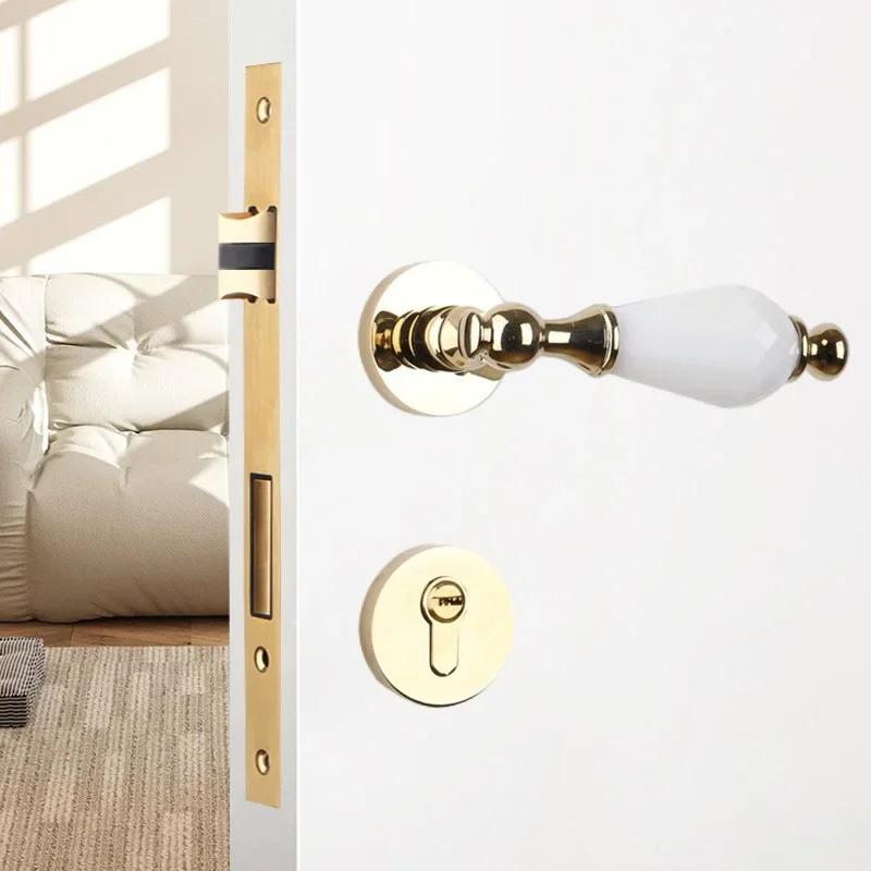 Metal Ceramic Indoor Door Lock Silent Lock Safety Split Locks Magnetic Lock Door Handle Door Furniture Hardware Accessories Tool