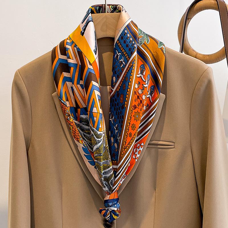 Natural Silk Scarf Women Square Shawls Wraps Scarves Pashmina Female Hijab Bandana Bufanda Poncho Kerchief Cachecol 90Cm