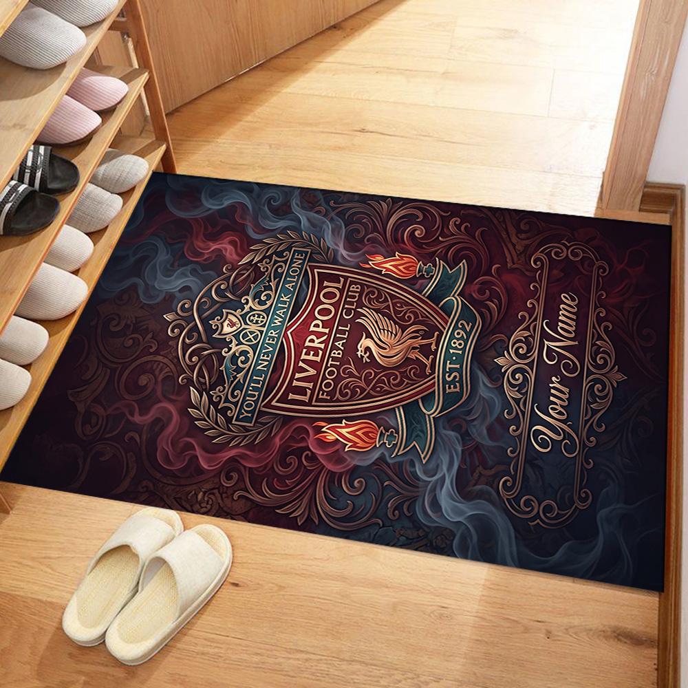 Liverpool Fc Personalized Text Area Rug Suitable For Game Room Kitchen Foyer Dormitory Antislip Rug Anime Office Decor Spiritual Gift