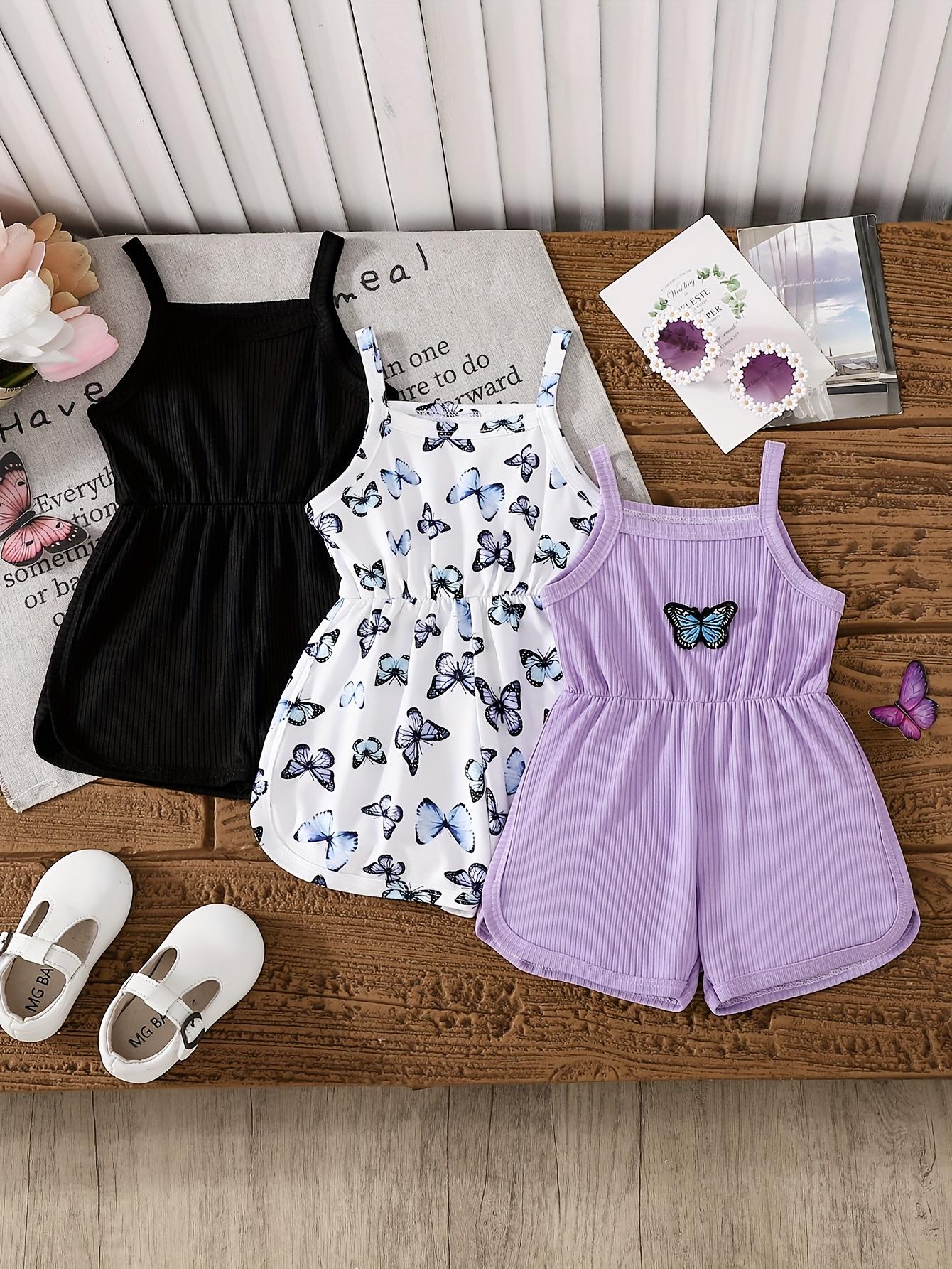 

Set of 3 Sleeveless Ribbed Dresses for Baby Girls, Featuring a Bow And Butterfly Print, Perfect for Summer Wear, for Outdoor 73 чёрный/ярко убе