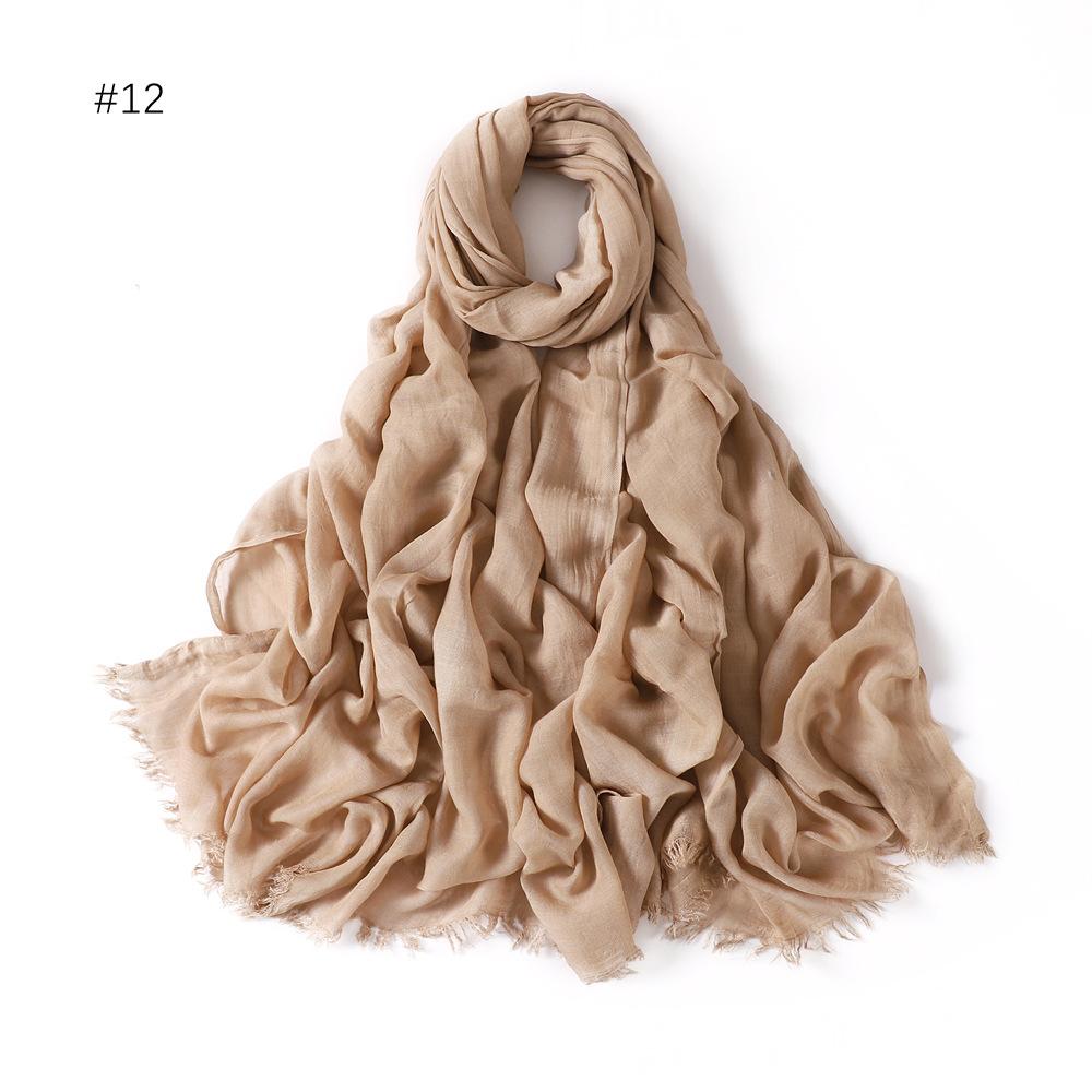 Fashion Muslim Cotton Rayon Modal Hijab For Women Headscarf Long Shawls Islam Hijab Turbans Head Wrap Solid Fringe Scarves