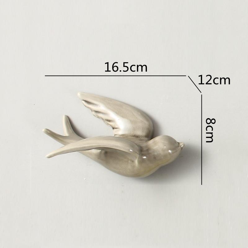 Keramikwandwandmontierte Vogel-Simulationstier-Ornamente Fliegender Vogel Hintergrundwandbehang Raumdekoration Zubehör