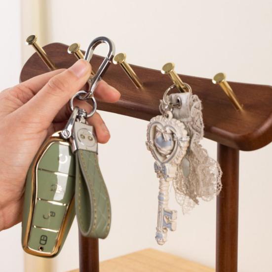 Wooden Key Rack, with Concave Tray Prevents Rolling Design, Moisture-Proof Wax Oil Finish Organizer, for Entryway Bedrooms Living Rooms