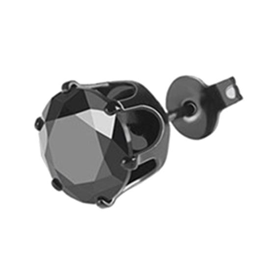 1Pc Punk Men Women 6/8mm Black Six Claw Cubic Zirconia Stud Earrings Jewelry
