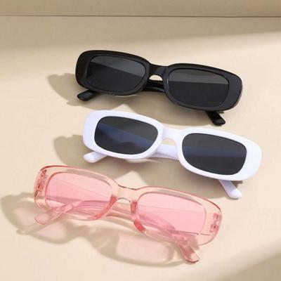 3PCS Multicolor Square Small Frame Fashion Women's Sunglasses Travel Holiday Music Festival Decorative Glasses