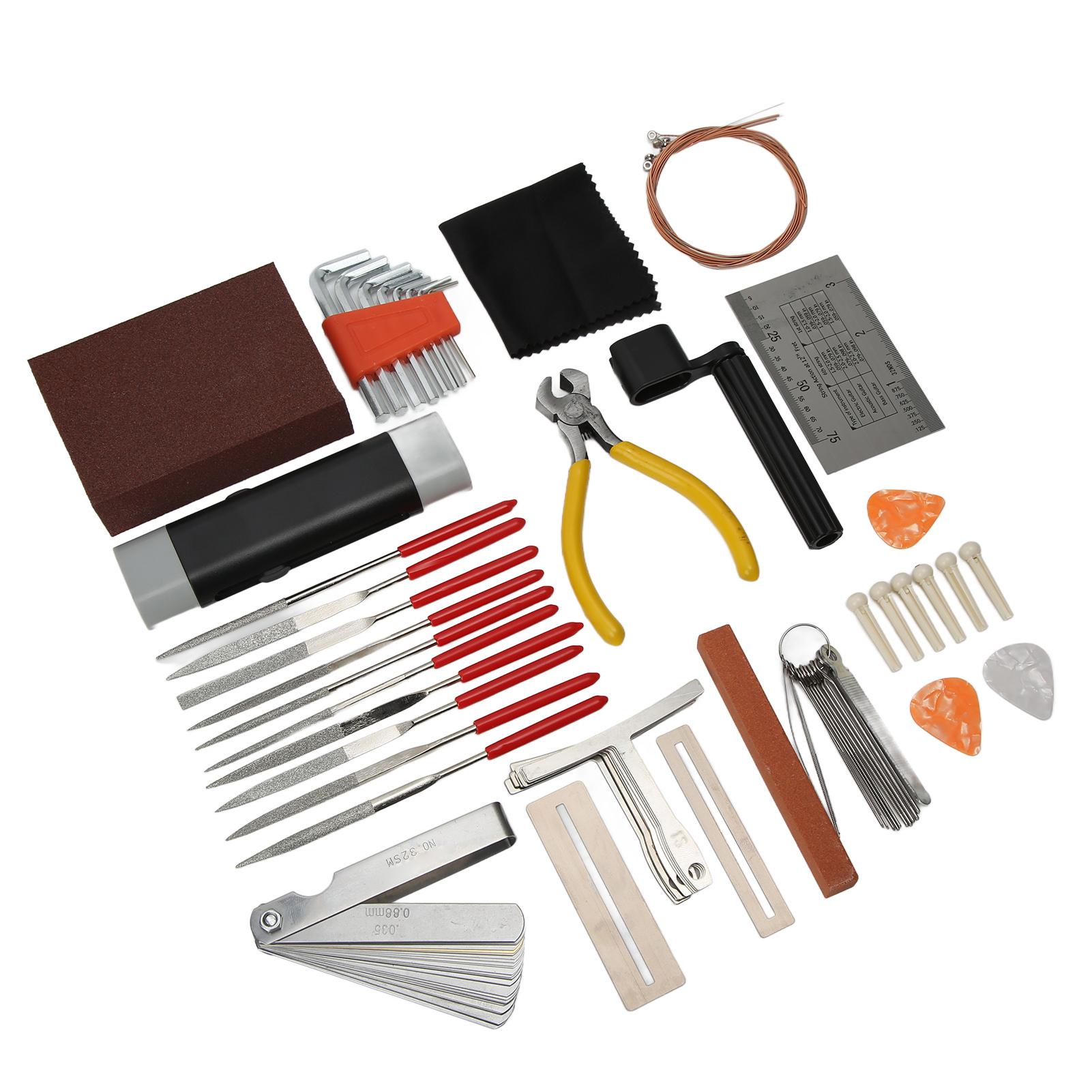 

Инструмент для ремонта гитары Струна Колок Бридж Пин Медиатор Полировальный напильник Линейка Набор для обслуживания