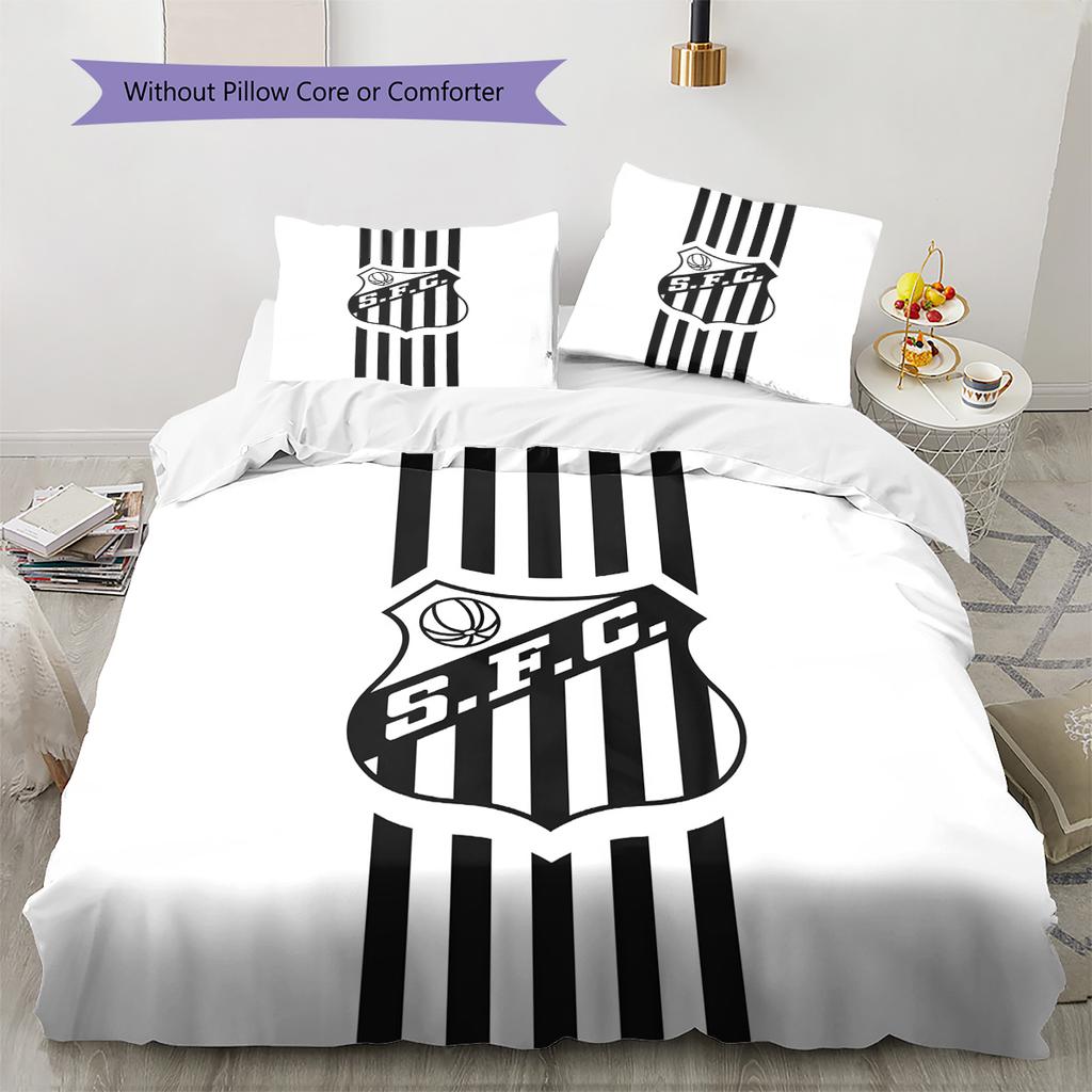 Santos FC Pattern Bedding Quilt Set  Home Decoration  Gift (1 * duvet cover + 2 * pillowcase  without core)