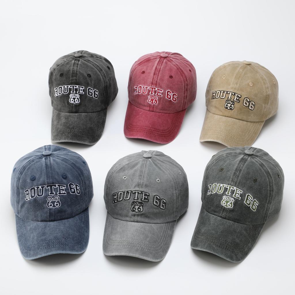 ROUTE Letter Embroidered Baseball Cap Women's Summer Washed Old Sunscreen Cap Men's Cotton Embroidered Sun Hat