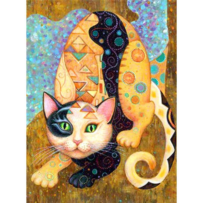 5D DIY Diamond Painting Cat with Tattoos Art Diamond Embroidery Rhinestones Decorations for Home
