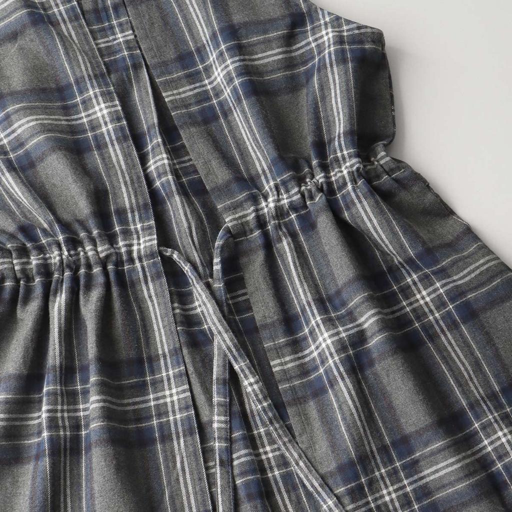 HOUSE WEAR STUDIO Peach Brushed Yarn Composition Woven with Free Size [NAIGAI] 100% Cotton, Dyed, Pattern, Back, Tie-back, Women's Apron, 70372219,