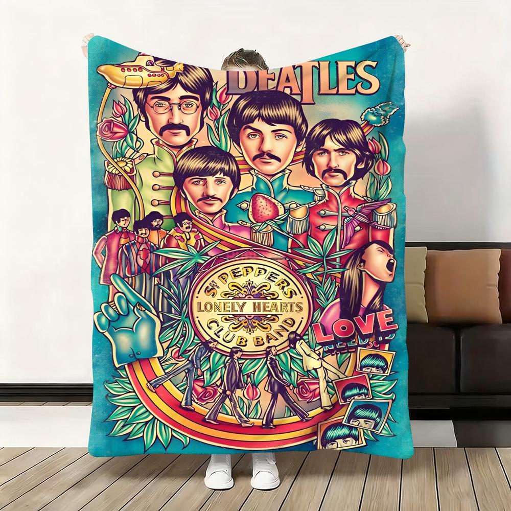 1pc Band The B-Beatles Cool Throw Flannel Fluffy Soft Blanket Warm Skin-Friendly Throw for Sofa Bed Office Nap Winter