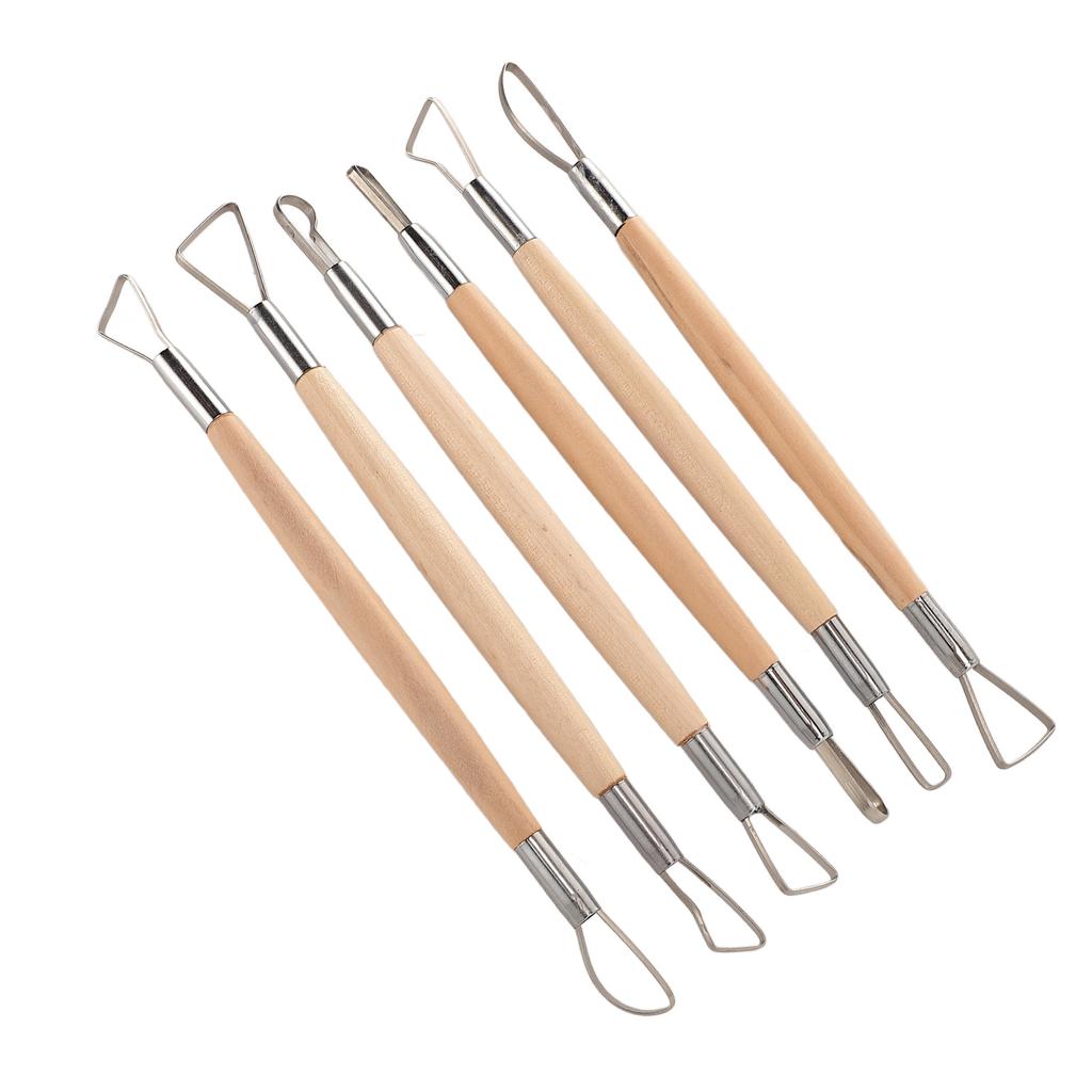 6Pcs Clay Sculpting Loops Rakes Tools Set Double Ended Pottery Modelling Shaping Craft Kit