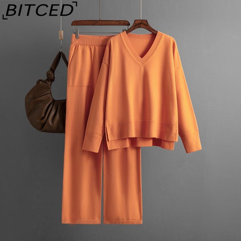 BITCED Fashion Set Women's Autumn and Winter Loose Casual Sweater Pullover Two-piece Set