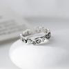 Adjustable Open Ring Women Men Vintage Scroll Leaf Motif Copper Band Retro Boho Chic Jewelry