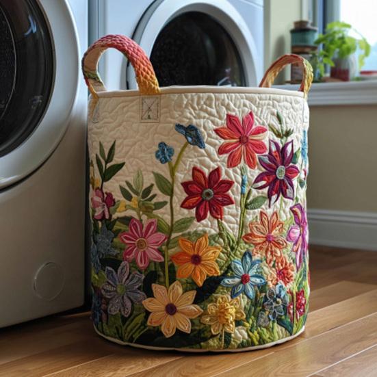 Quilted Laundry Basket Large Capacity with Handles Organizer Foldable Soft Storage Box for Nursery Bedroom Laundry Room