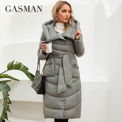 2023 Fashion Parkas Women's Casual Hooded Pocket Belt Women Down Jacket Female Coats Outwear 82032