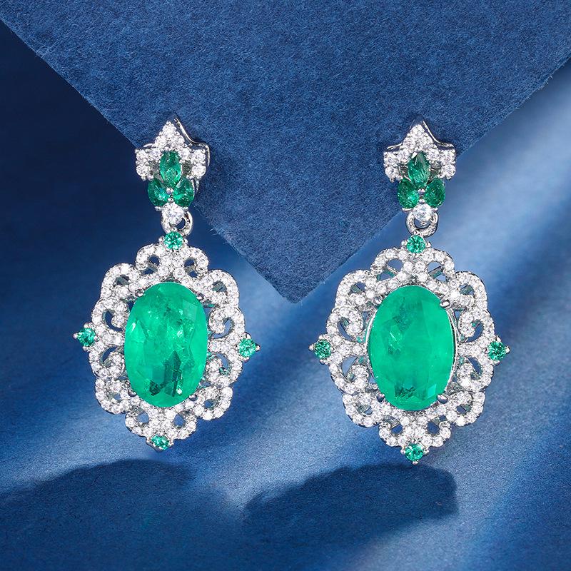 Jewelry Copper Bottom Gold-Plated Simulation Emerald Women'S Suit Creative Full Diamond Luxury Setting 13 * 18-8 * 12