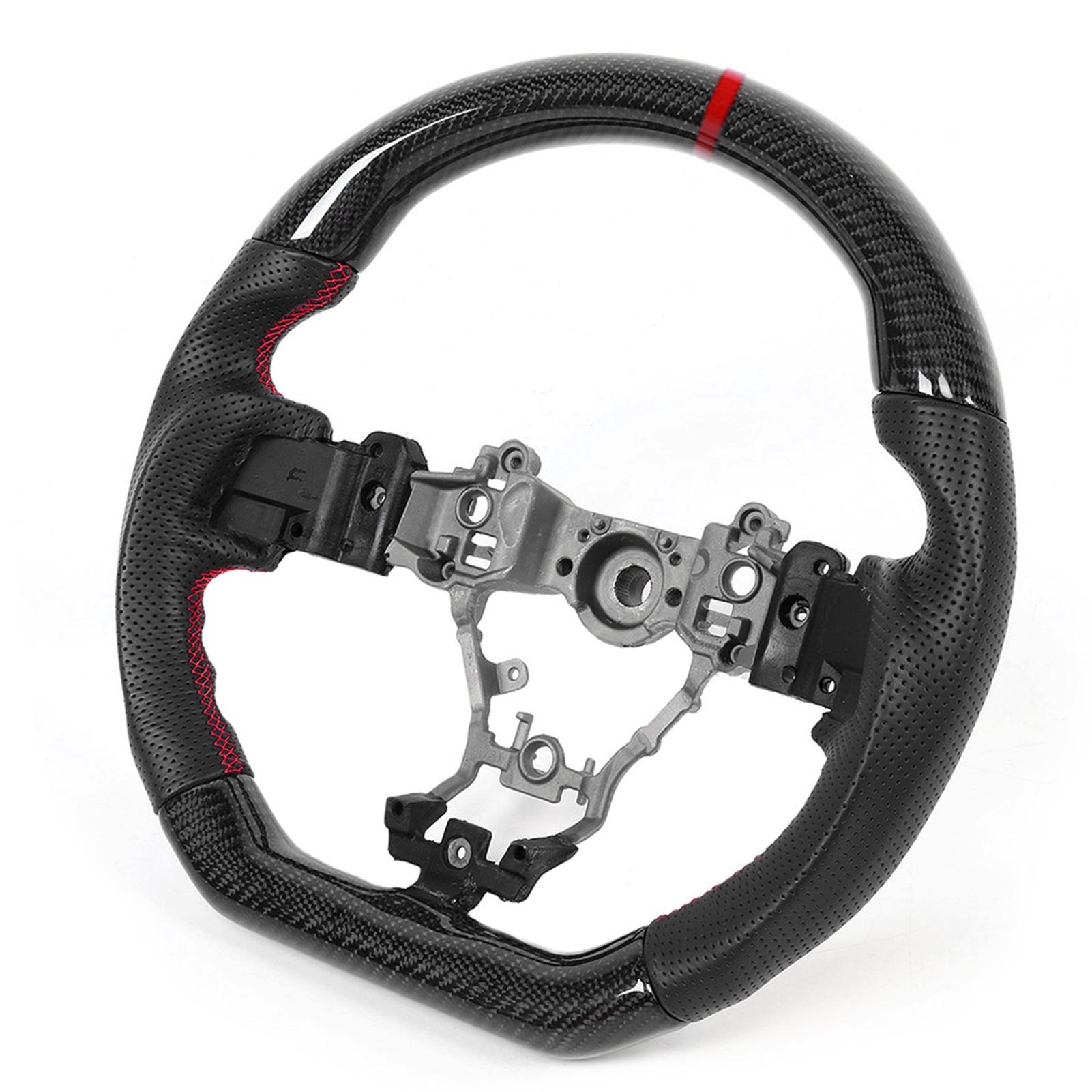 

Рулевое колесо из углеродного волокна, перфорированная кожа Nappa с красной строчкой, подходит для Subaru WRXSTI