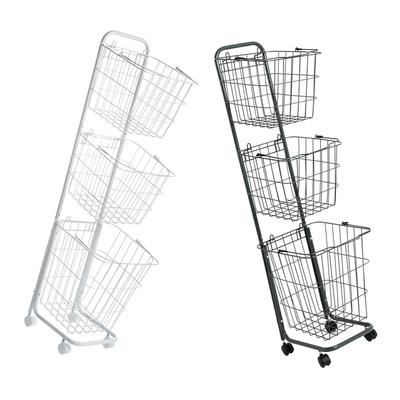 3 Tier Laundry Cart Tall Clothes Laundry Basket Bin with Wheels Large Capacity Metal Sorter Storage Trolley for Home Laundry Gym