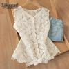 Gilet en maille ajourée pour femme