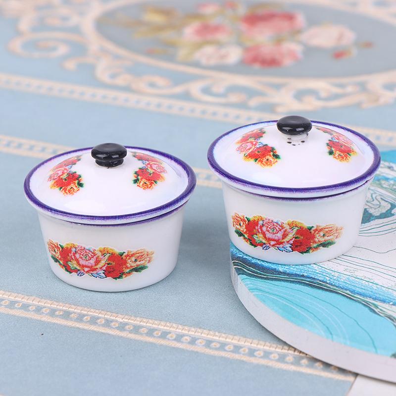 

2 шт. Ляльковий будиночок Мініатюрна ностальгічна сцена життя Декорація Емальований таз Аксесуари для ляльок Іграшки