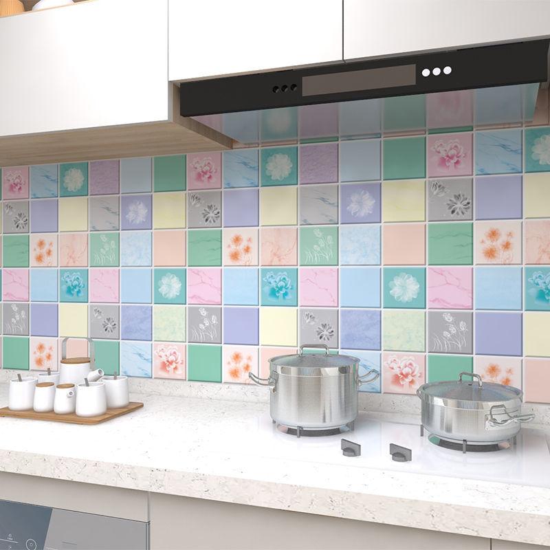 Waterproof Wall Stickers Kitchen Oil-Proof Sticker Wallpaper Self-Adhesive Waterproof Moisture-Proof High Temperature Wall