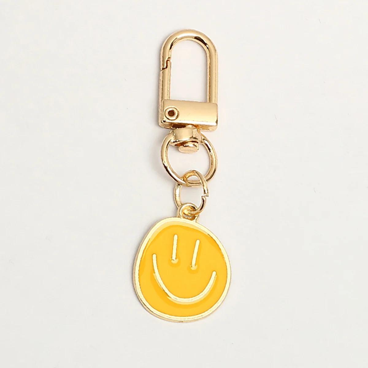 

Милый брелок для ключей с улыбкой, милый, белый, фиолетовый, желтый, розовый, синий, черный, эмалированный, металлический брелок для ключей, сумка, кулон, аксессуары для женщин и девочек жёлтый