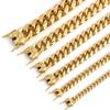New Luxury Hip Hop Retro Punk Stainless Steel 18K Gold Cuban Chain Necklace Bracelet Jewelry