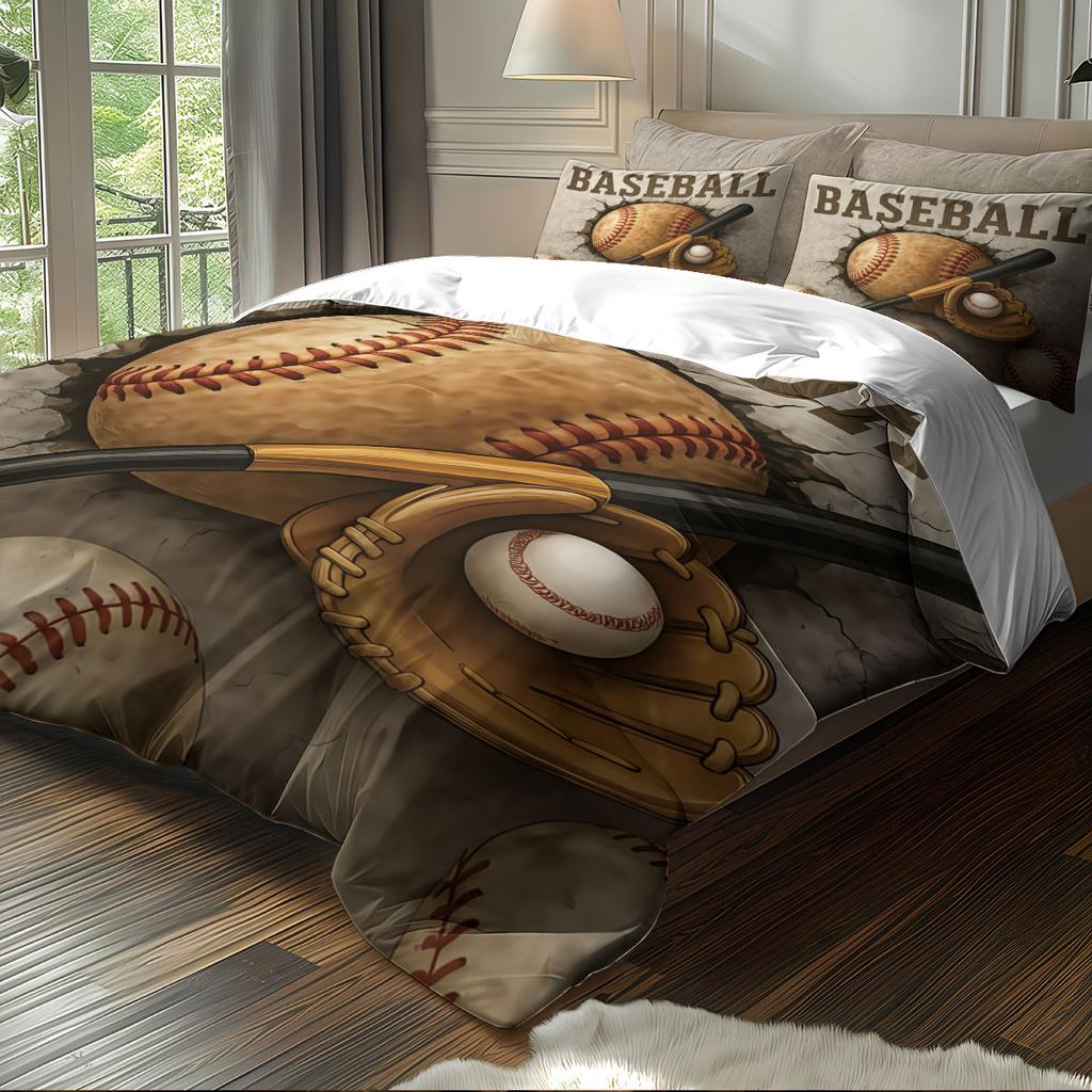 3pcs Baseball pattern bedding set, for girls, teenagers and adult's bedroom, 1*quilt cover+2*pillowcase, for single bed