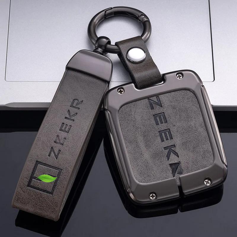 Zinc Alloy Car Key Case Cover For Zeekr 001 007 009 Smart Car Key Card Holder Shell Fob Keychain Ring Holder Car Accessories