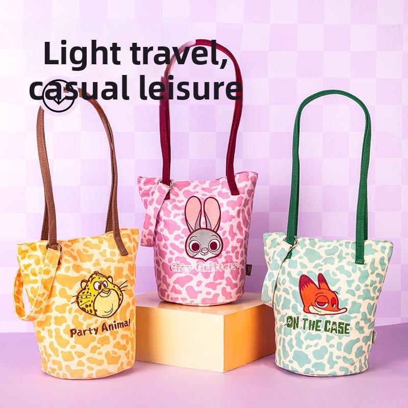 Zootopia Judy Hopps Nick Wilde Water Bucket Bag In Leopard Pattern With Soft Polyester For Casual Outfits