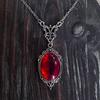 Collier pendentif en verre ovale pierre noire rouge sang rétro gothique pour femmes Charme de fête d'Halloween Accessoires de mode Bijoux Cadeaux