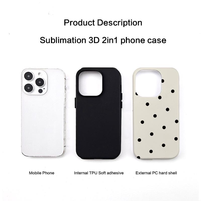 Polka Dot Phone Case, Compatible with Apple 14/15Pro Max/16, Two-in-One Design