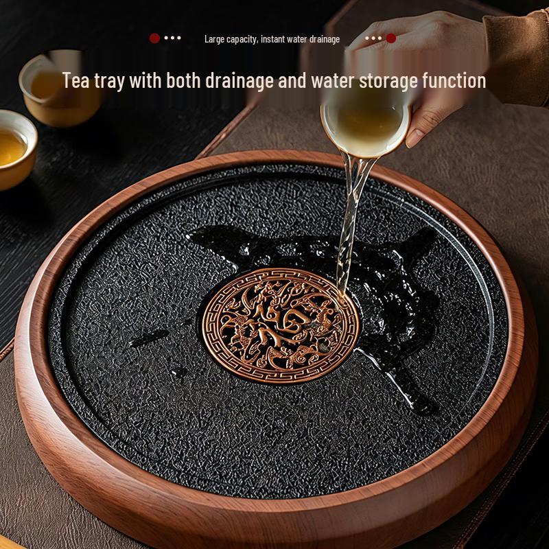 Imitation Wujin Stone Round Tea Tray