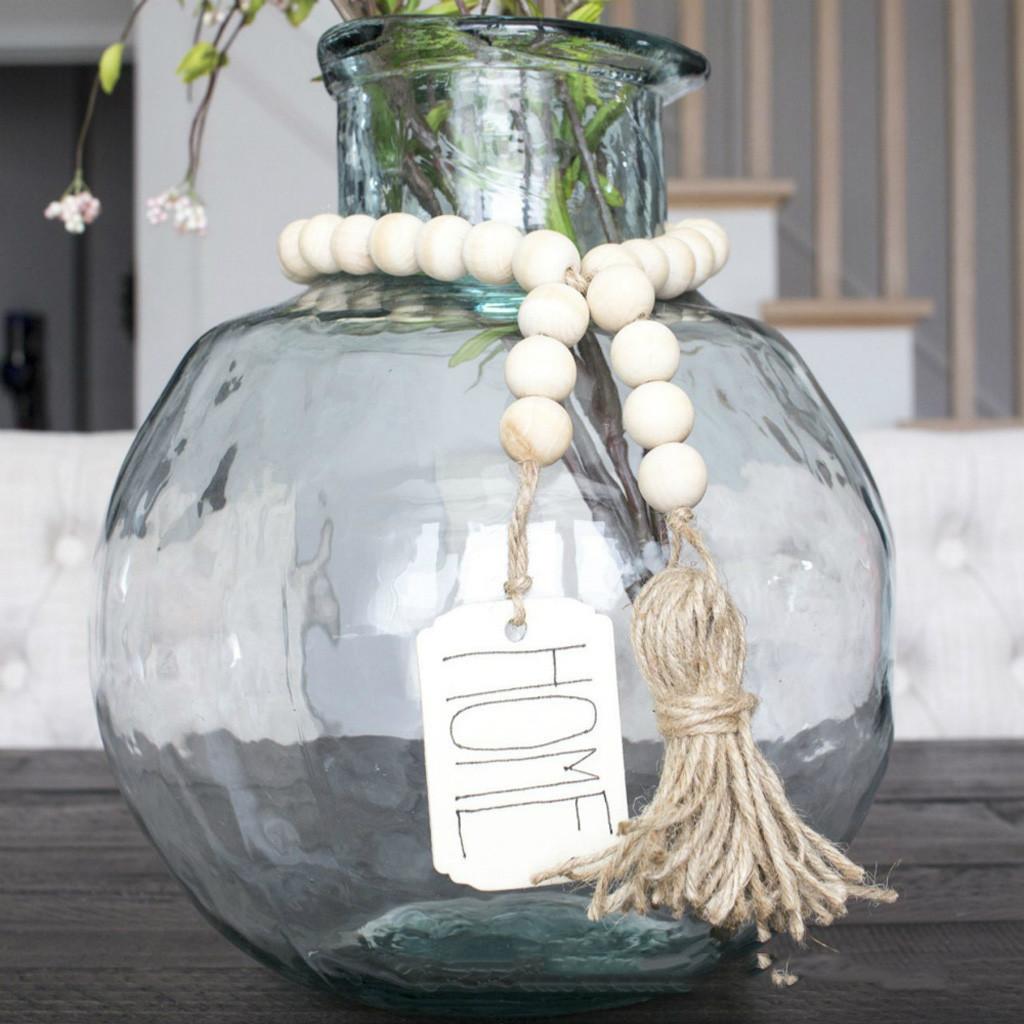 Wood Bead Garland With Tassels And DIY Tag Home Beads Vintage Kids Home Decor