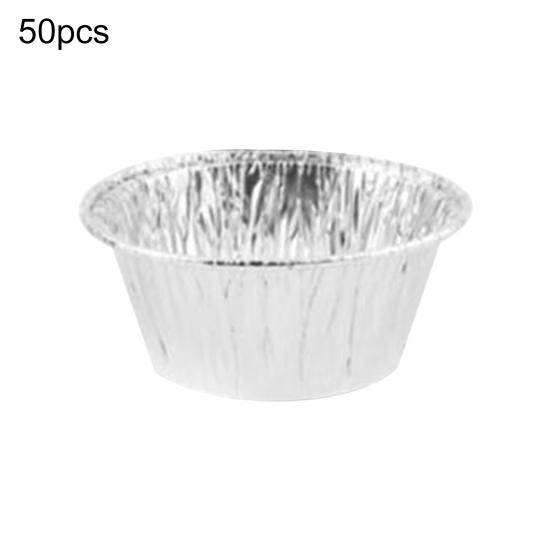 

50Pcs Cupcake Grade Wrappers Food Heat Resistant Tin Foil Baking Cups Cupcake Cases