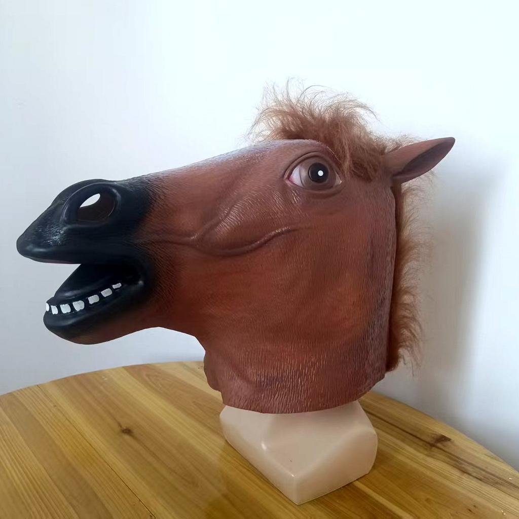 Halloween Horror Funny Animal Horse Head Latex Mask cos Masquerade adult performance costume props